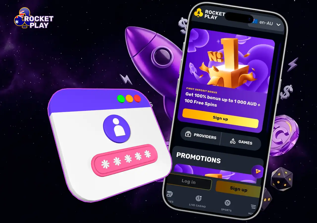 Easy step-by-step registration and login process at RocketPlay Casino.