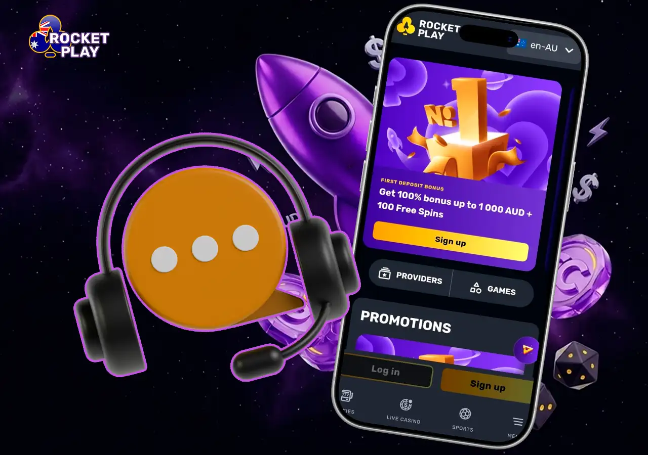 24-7 customer support service via email and live chat at RocketPlay.